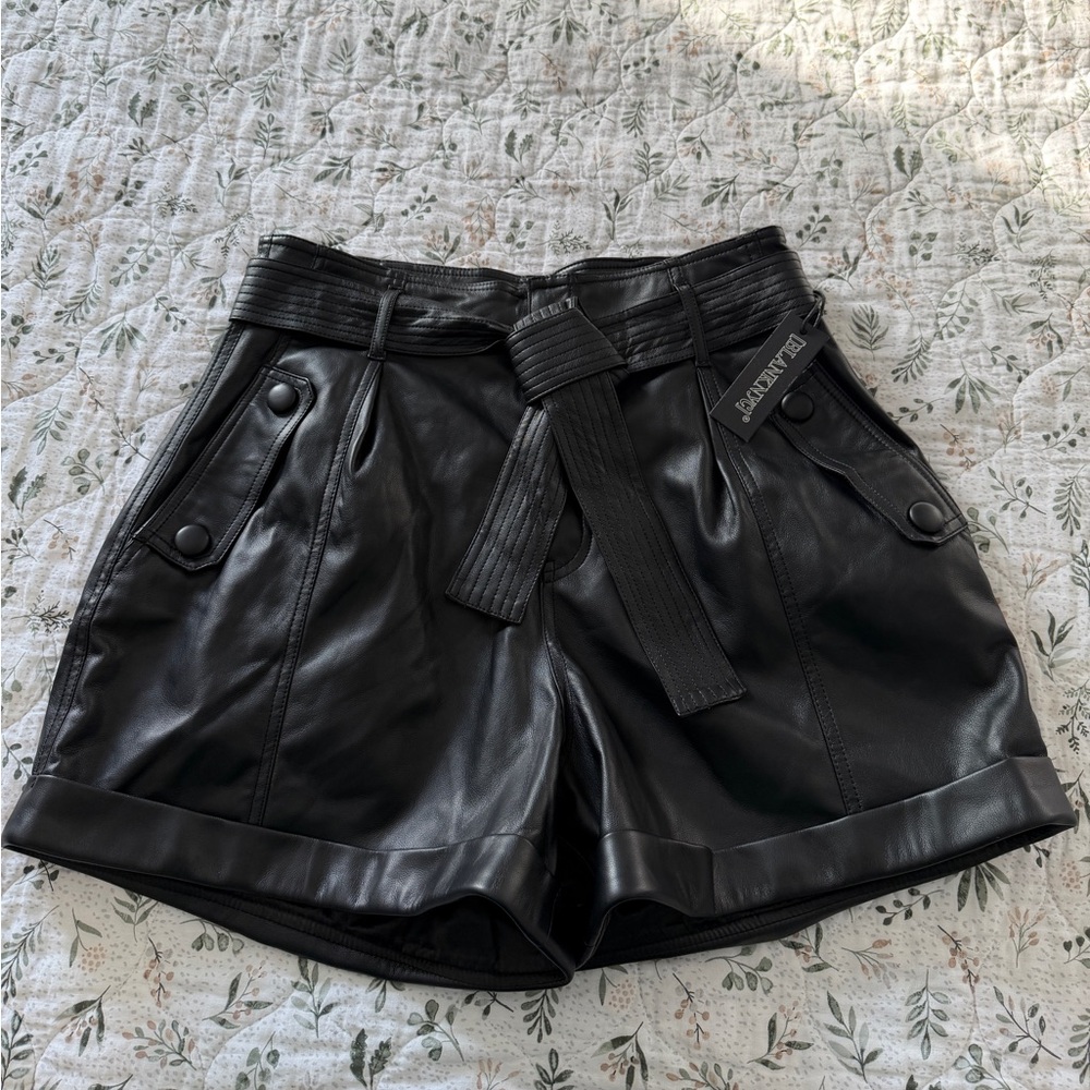 BLANKNYC Black Tie Waist Leather Shorts NWT Size 30